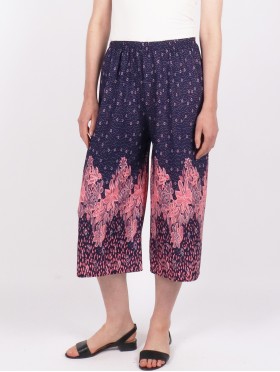 Printed Wide-Leg Abstract Floral Hem Pants